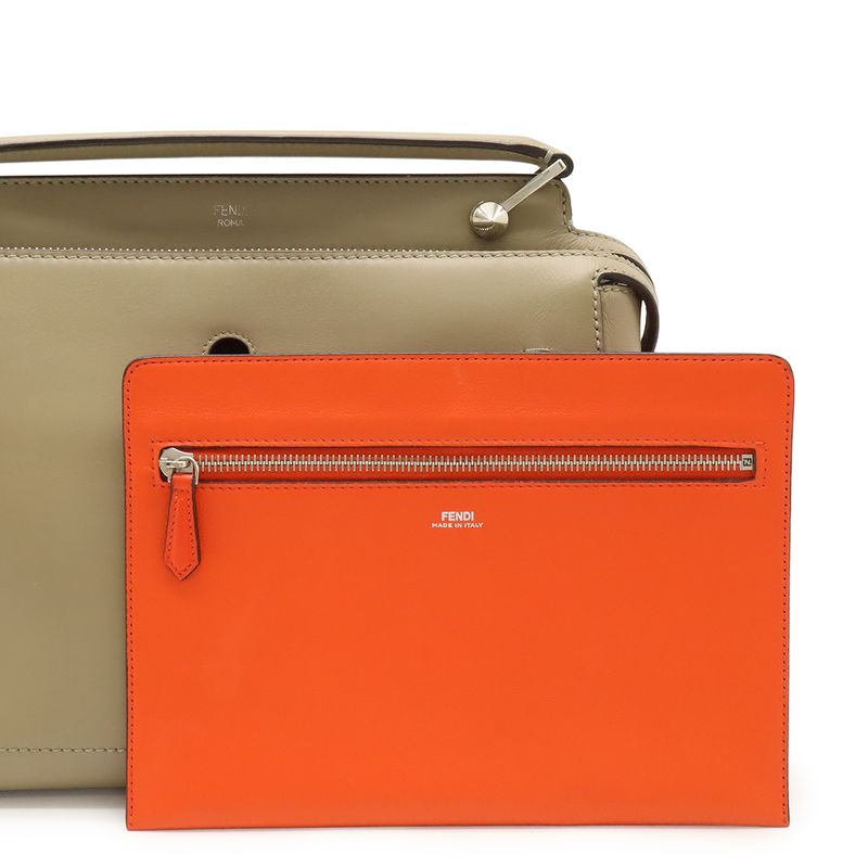 Fendicom Handbag 2WAY Shoulder Bag Semi-shoulder Leather With Pouch Glazed