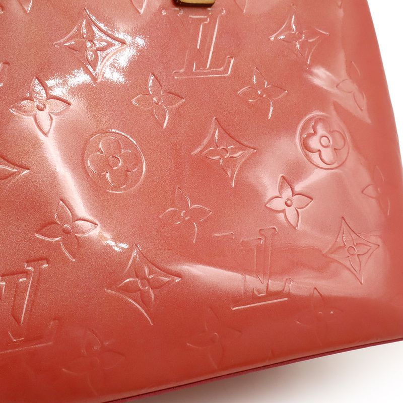 Louis Vuitton Monogram Vernis Reed PM Handbag Tote Bag Enamel Calf Raspberry