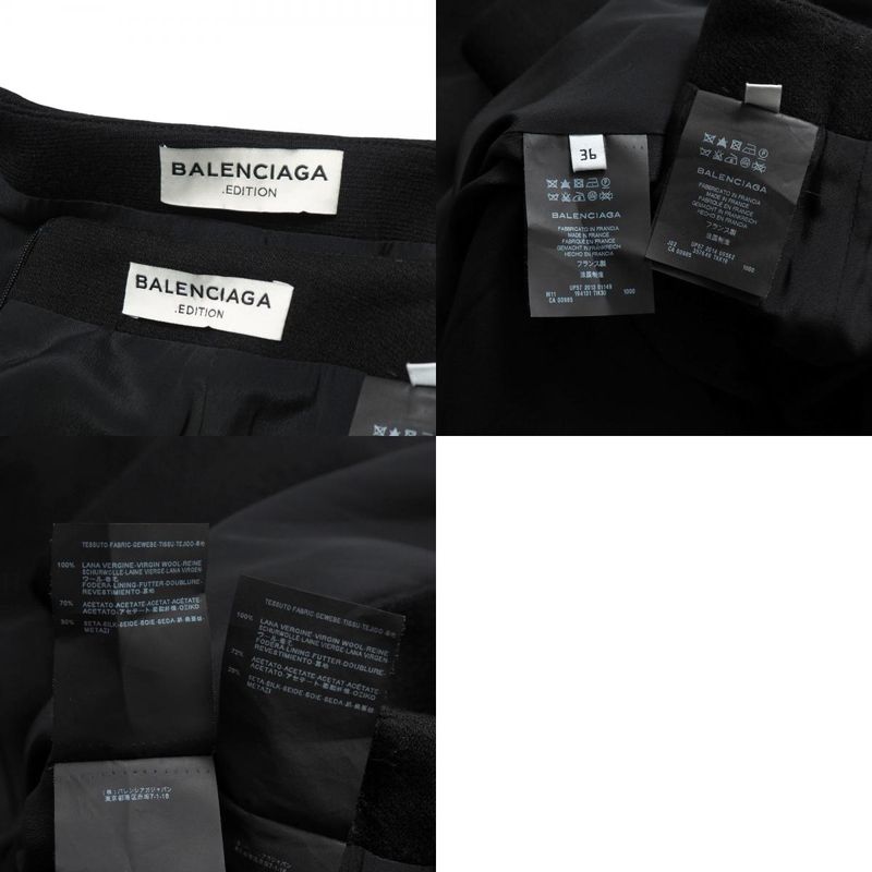 Balenciaga Skirt Suit Size 36 Collarless Long Jacket Cubic Sleeves Knee