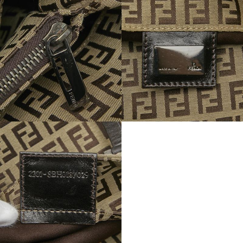 Fendi Zucchino 8bh018 Beige Brown Canvas Leather Women's Fendi