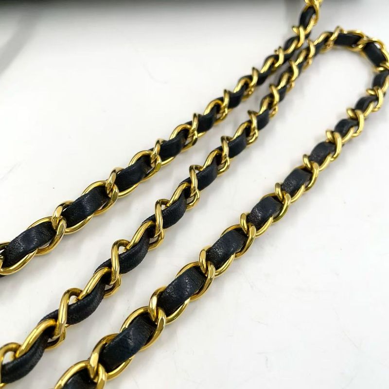 Chanel Diana Matelasse Serial Number Unknown Leather Black Shoulder Bag Gold