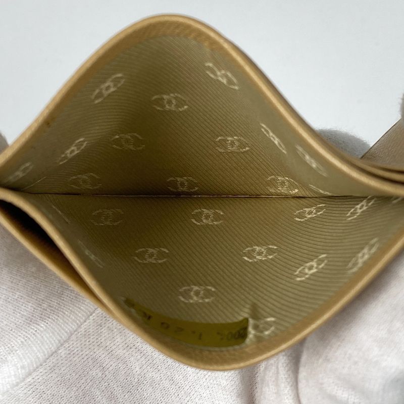 Chanel Coco Button Card Case Coco Mark Card Holder Card Case Leather Beige Women