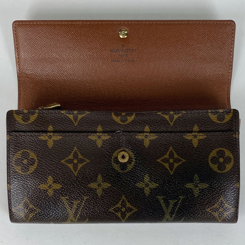Louis Vuitton Pochette Porte Monet Cles Di Wallet Coin Purse Fold Long Wallet