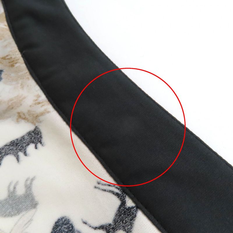 Hermes Kachinas 100% Cotton Ethnic Pattern Leather Use Boat Neck Short Sleeve