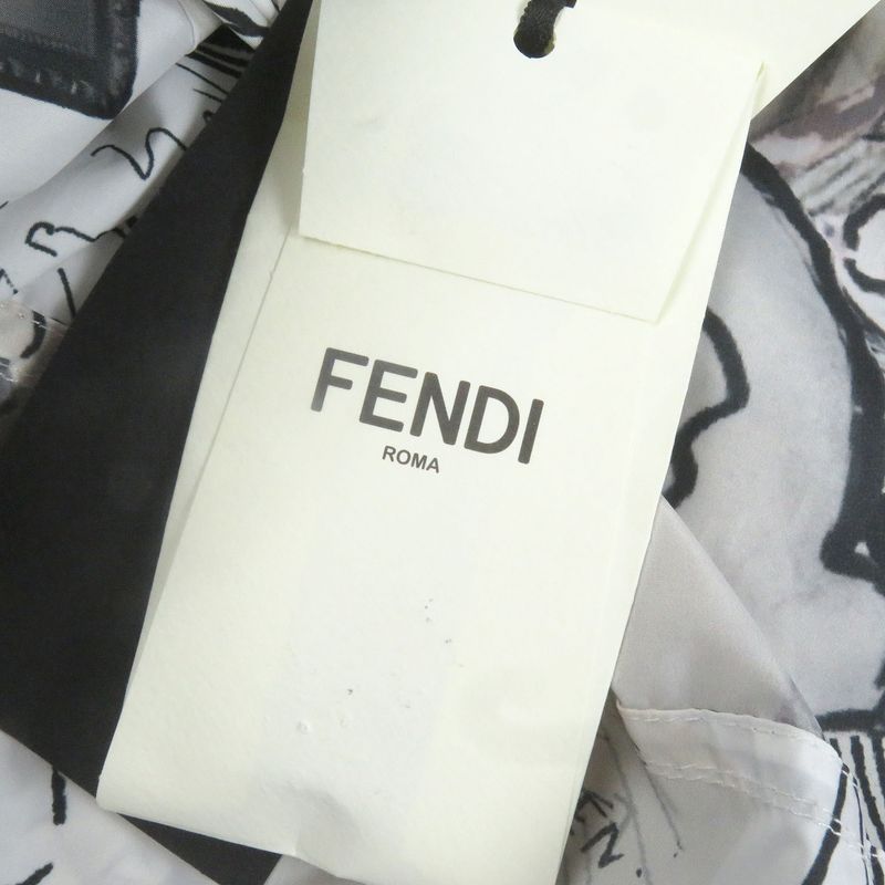 Fendi Ff0295 Karl Lagerfeld Karl Collage Belted Stencil Collar Coat White 44