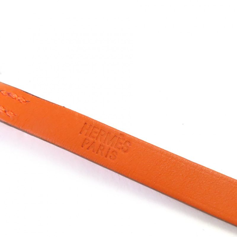 Hermes Api 3 Silver Hardware H Logo Leather Bracelet 3strand Accessory Orange
