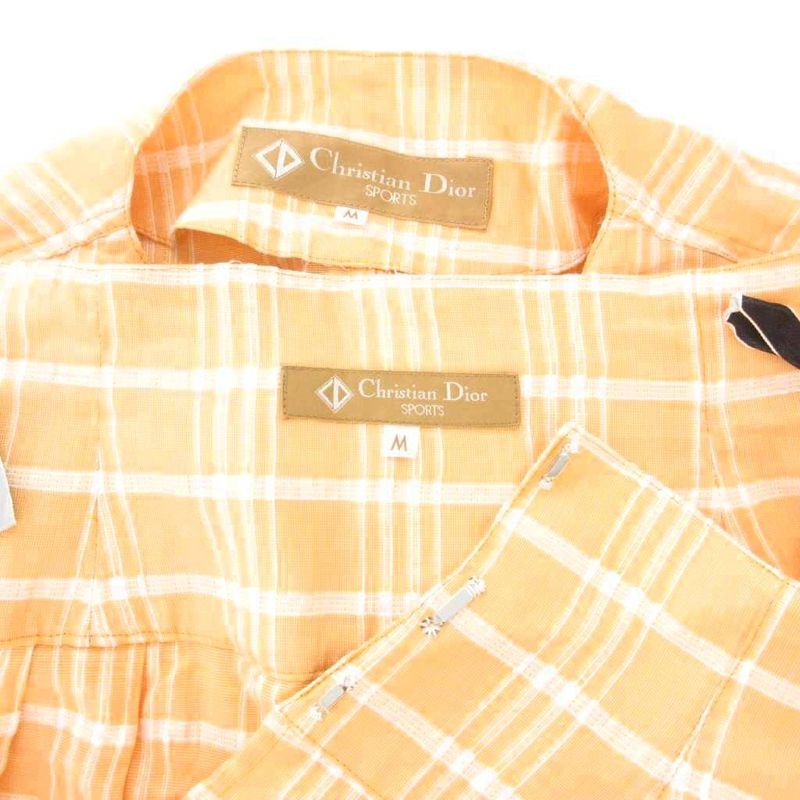 Christian DIOR Sports Vintage Set Up Shirt Jacket Skirt Linen Blend Checked M