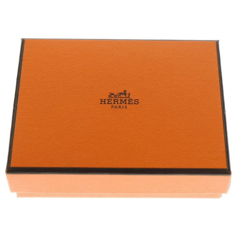 Hermes Van Cattle Coin Case Wallet Chevre Leather Red □Q Engraved Silver