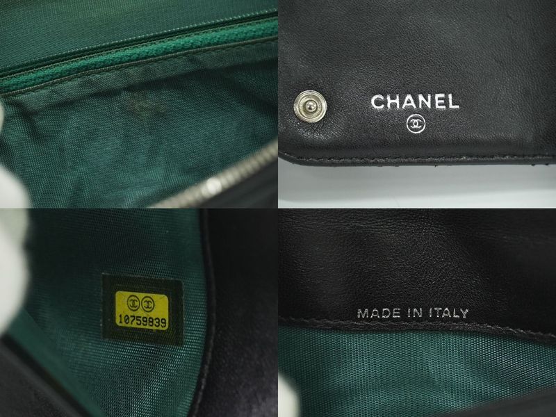 Authentic Chanel Paris New York Line Matelasse Round Zipper Long Wallet Long