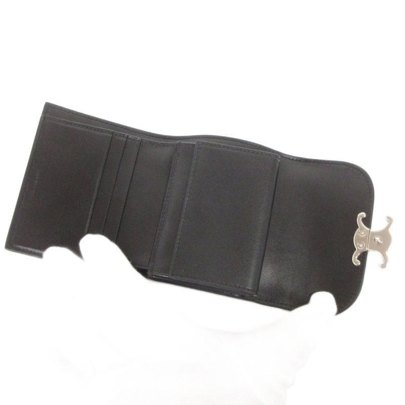 Celine Small Flap Wallet Triomphe Wallet Trifold Compact Shiny Calfskin