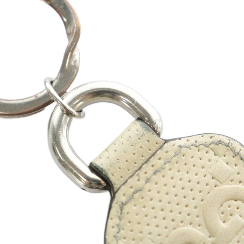 Gucci Key Holder Key Ring Leather GG Embossed Ivory Silver Color XZ - GY18
