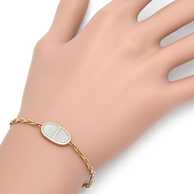 Hermes Bracelet Chaine D'ancre Verso 18k Pink Gold Rose Gold X White St Pink