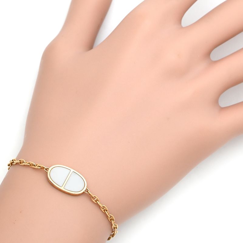 Hermes Bracelet Chaine D'ancre Verso 18k Pink Gold Rose Gold X White Sh Pink