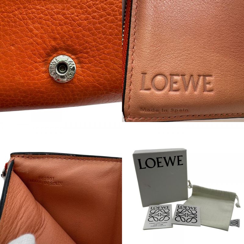 Loewe Small Vertical Wallet Trifold Wallet Brown Ladies