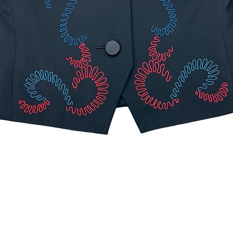 Yves Saint Laurent Vintage Embroidery Wool Collarless Jacket