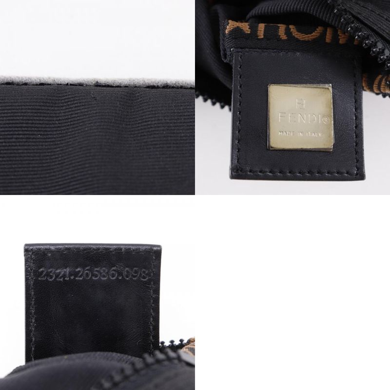 Fendi Logo One Handle Nylon Canvas Black Ladies Handbag