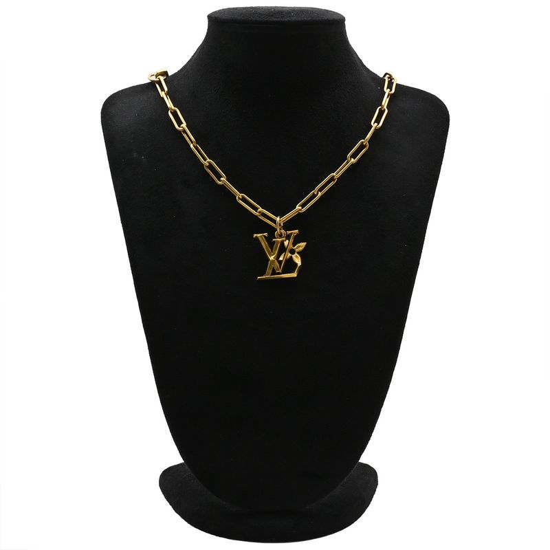 Louis Vuitton Necklace Collier LV Flower Necklace GP Gold LV Initials Flower