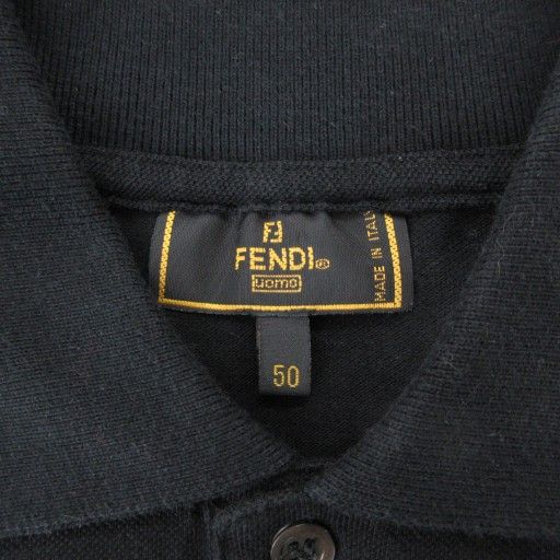 Fendi Polo Shirt 50 L Logo Embroidery Short Sleeves Black AE - GY19 AA