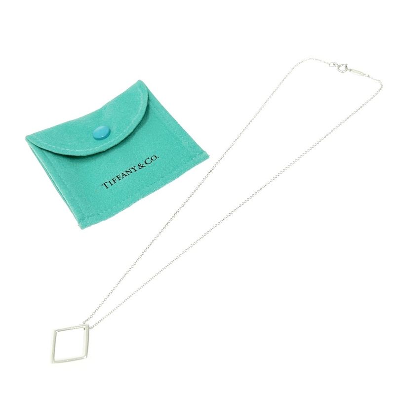 Tiffany & Co Silver Open Square Necklace 3.9g 925 Engraved 496241 Necklace