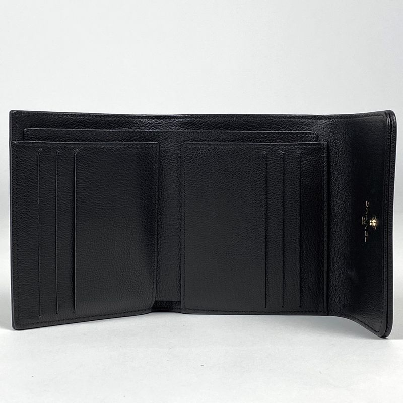 Chanel Coco Mark Trifold Wallet CC Trifold Wallet Leather Black Women