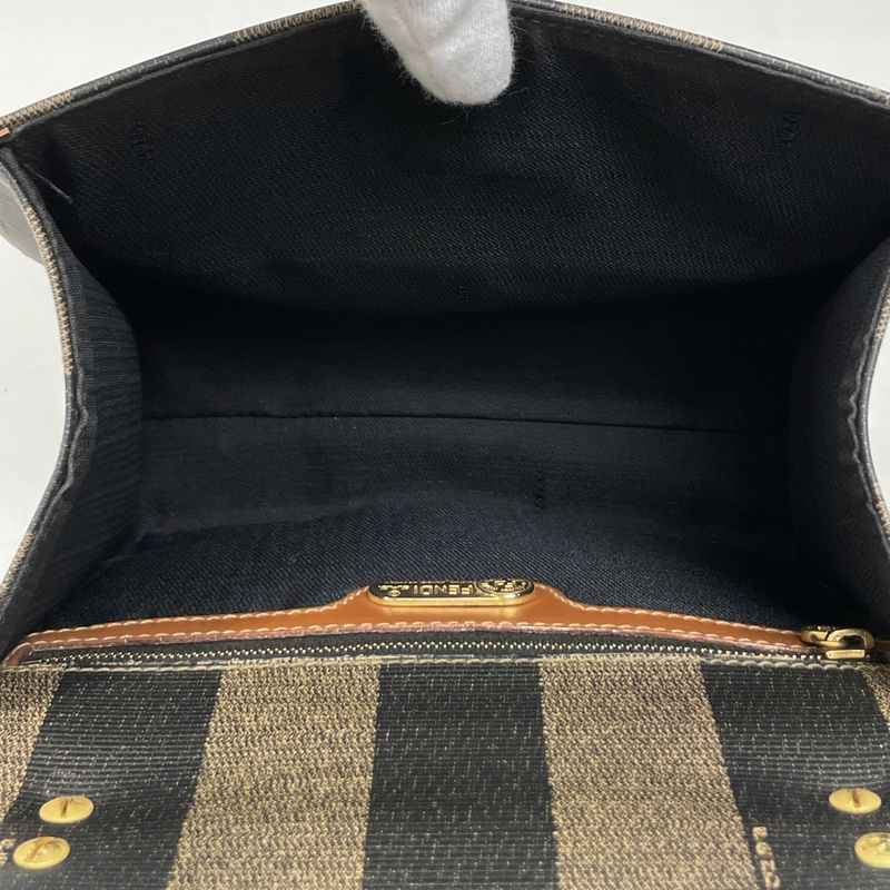 Fendi Pecan Pattern Handbag 2WAY Shoulder Bag Handbag Coated Canvas Brown Black