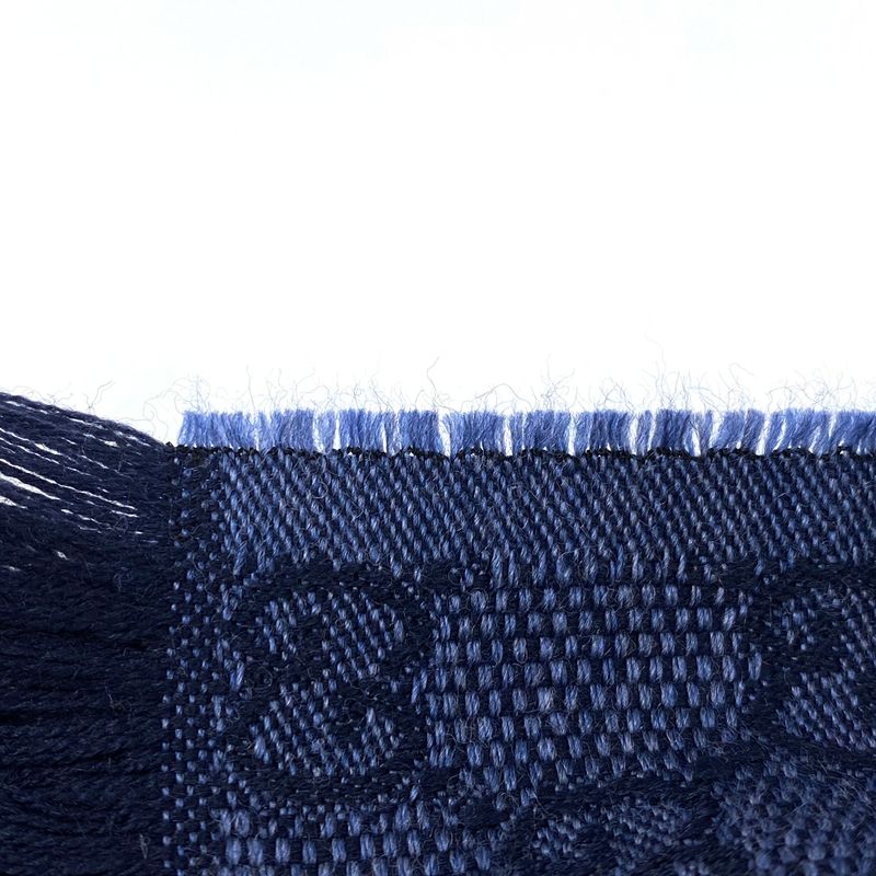 Gucci GG Pattern Scarf Sherry Line Web Scarf Wool Silk Blue Red Women