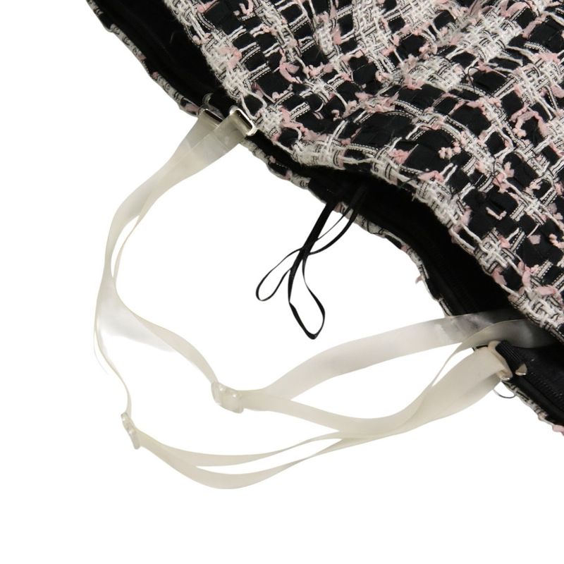 20P Chanel Coco Mark Button Mixed Tweed Jacket Bare Dress Setup P63285 34 Pink