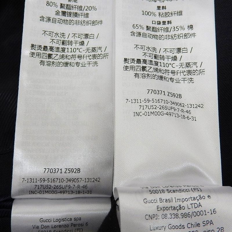 24SS Gucci Tailored Jacket And Slacks Pants Formal Suit Setup 770371 46 Dark