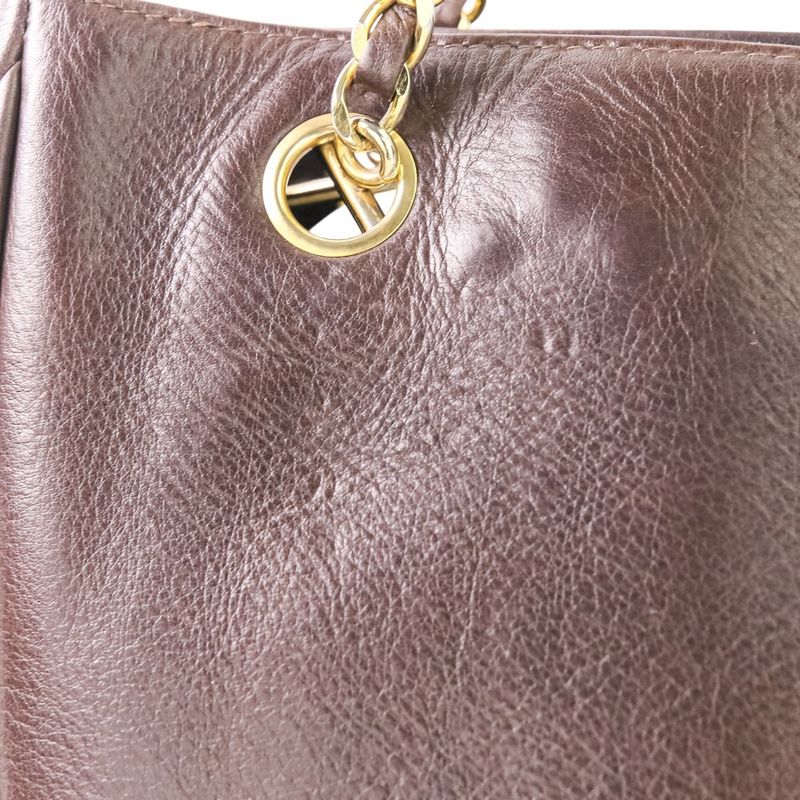Good Chanel Matelasse Leather Chain Shoulder Bag Brown Gold Color Hardware