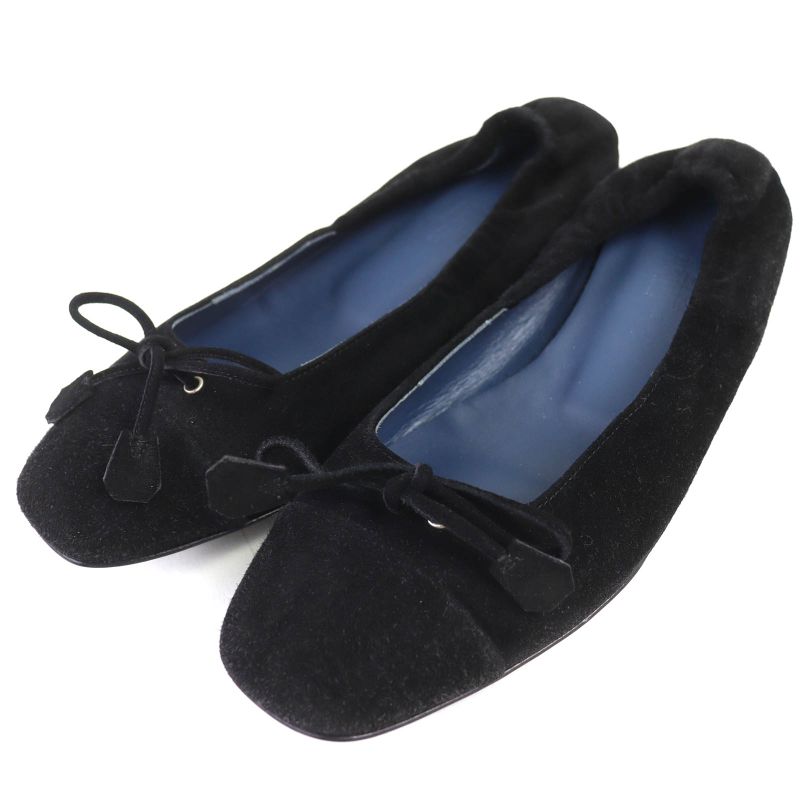 Hermes 132042z Honfleur On Fleur Clochette Ribbon Suede Leather Flat Pumps