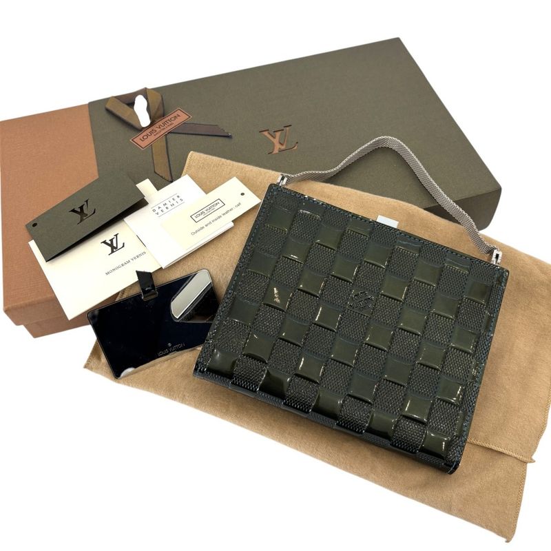 Good Louis Vuitton Ange Damier Vernis Mini Handbag Party Bag M92107 Petrol Blue