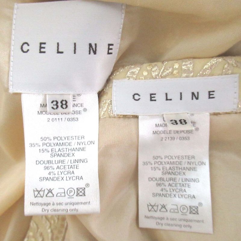 Celine Paisley Pattern Lame Jacquard Jacket + Knee Length Skirt Setup Size 38