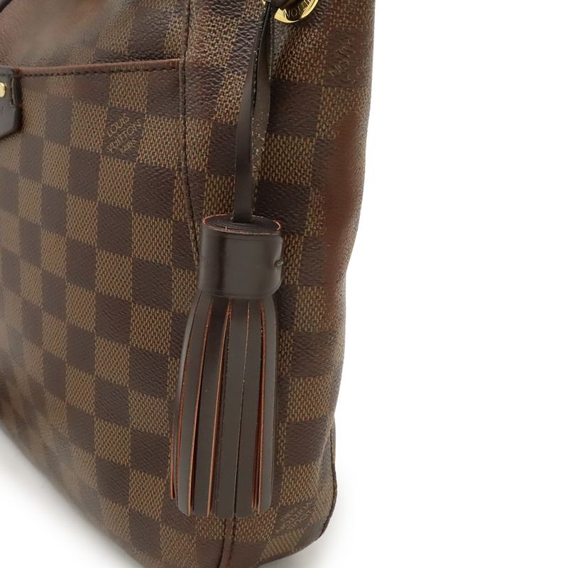 Louis Vuitton Damier South Bank Shoulder Bag Crossbody Fringe Tassel Charm