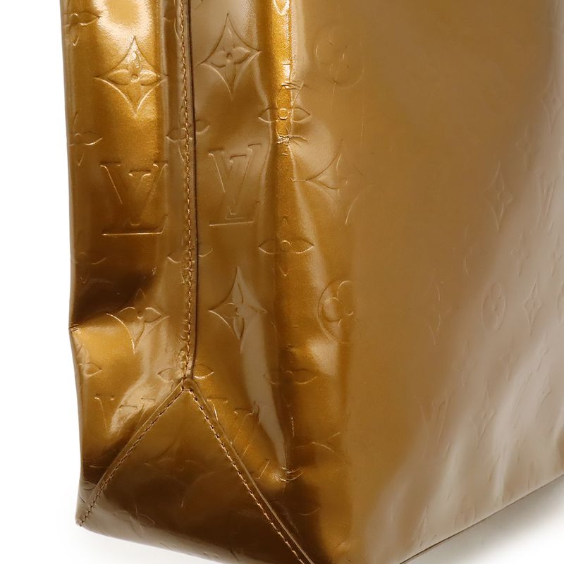 Louis Vuitton Monogram Vernis Reed MM Tote Handbag Enameled Calf Bronze Brown