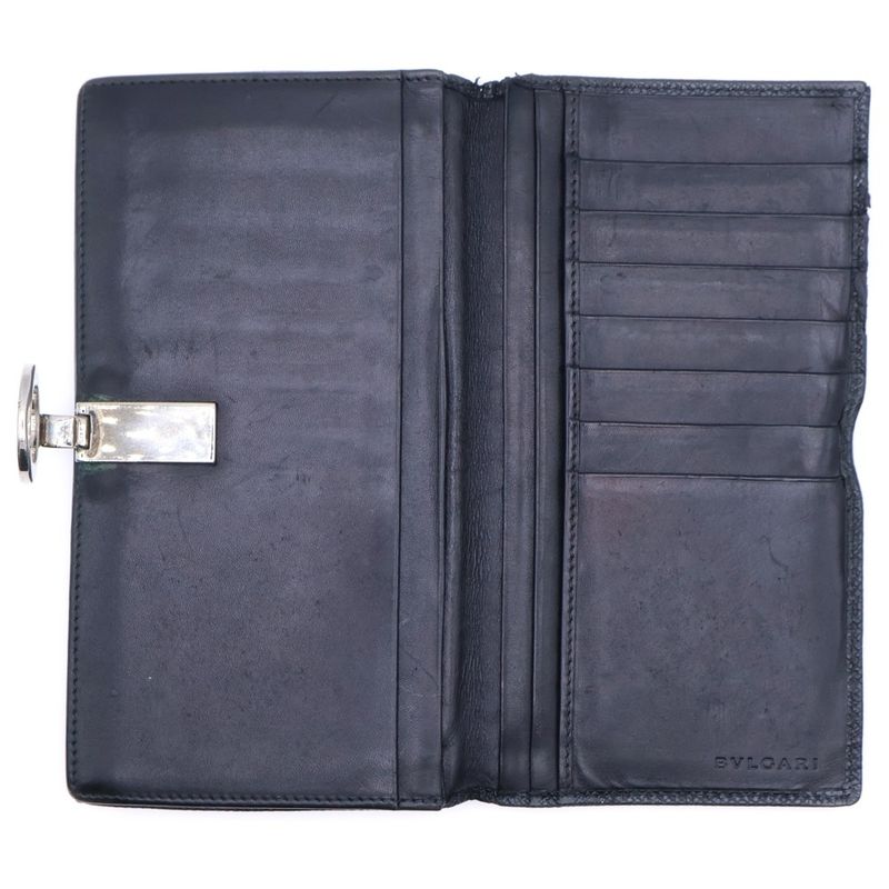 Bvlgari Bee Zero One Long Wallet Folded Leather Black