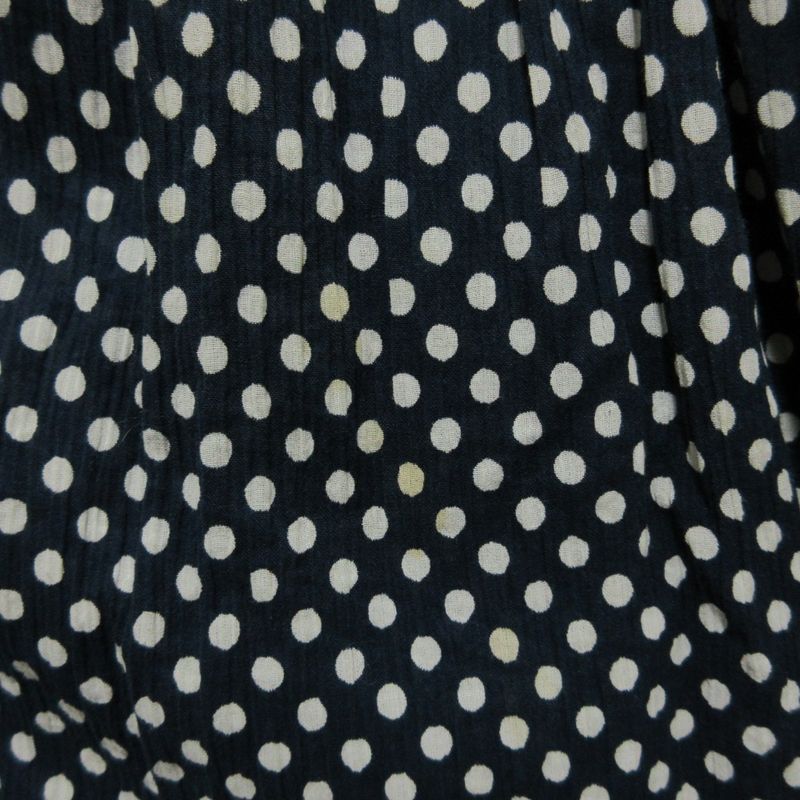 Cleaned Chanel Puff Sleeve Short Sleeve Dot Pattern Flare Dress Navy Ladies