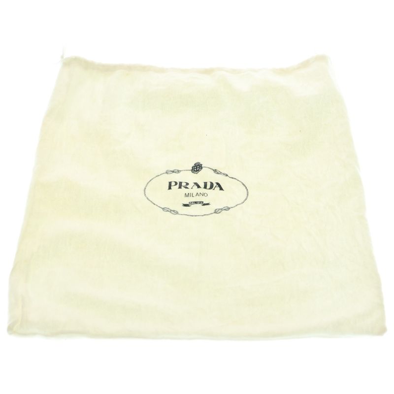 Prada Perforated Logo Handbag Tote Bag Ivory