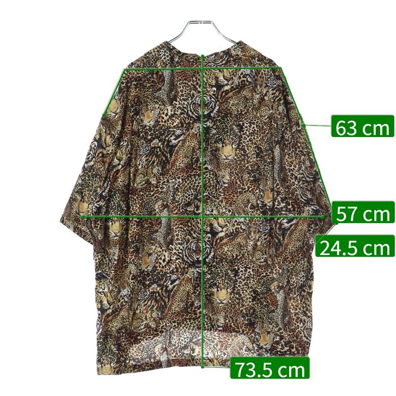 Celine 22SS Leopard Print Open Collar Short Sleeved All Over Shirt Brown