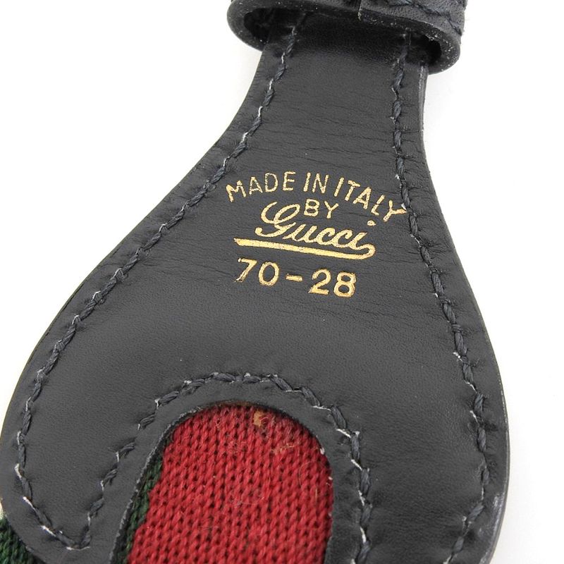 Good Gucci Vintage Sherry Line And Horsebit Belt 70-28 Green And Red Ladies Used