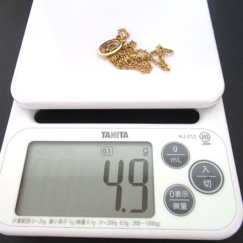 Christian Dior Oval Logo Necklace GP Gold Color Ladies Used