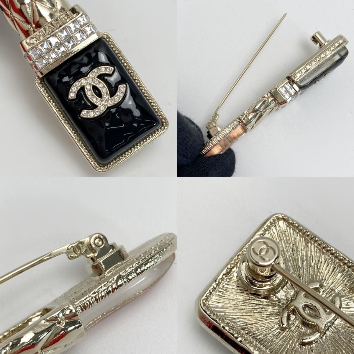 Chanel Cocomark Lipstick Motif Brooch A22c Pink Rhinestone GP Lipstick