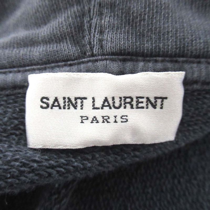 Good Saint Laurent Paris Logo Print Used Processed Hoodie Sweatshirt Hoodie XS