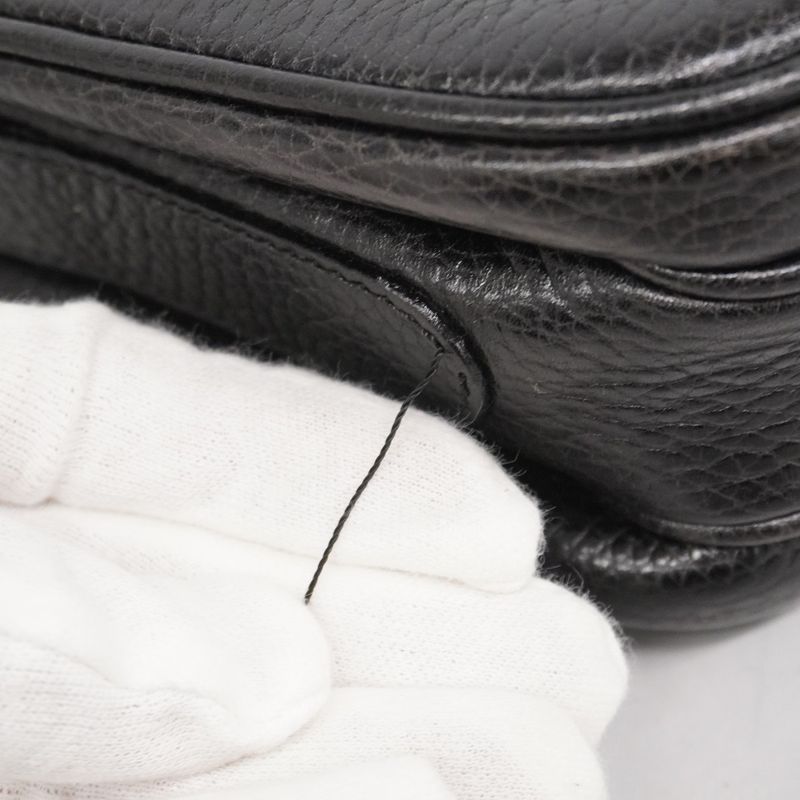 Celine Shoulder Bag Leather Black Silver Hardware Women