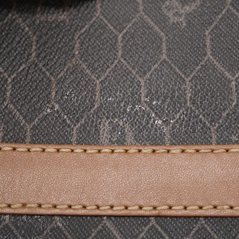 Christian Dior Boston Bag Honeycomb PVC Gray Brown Gold Hardware Men Women