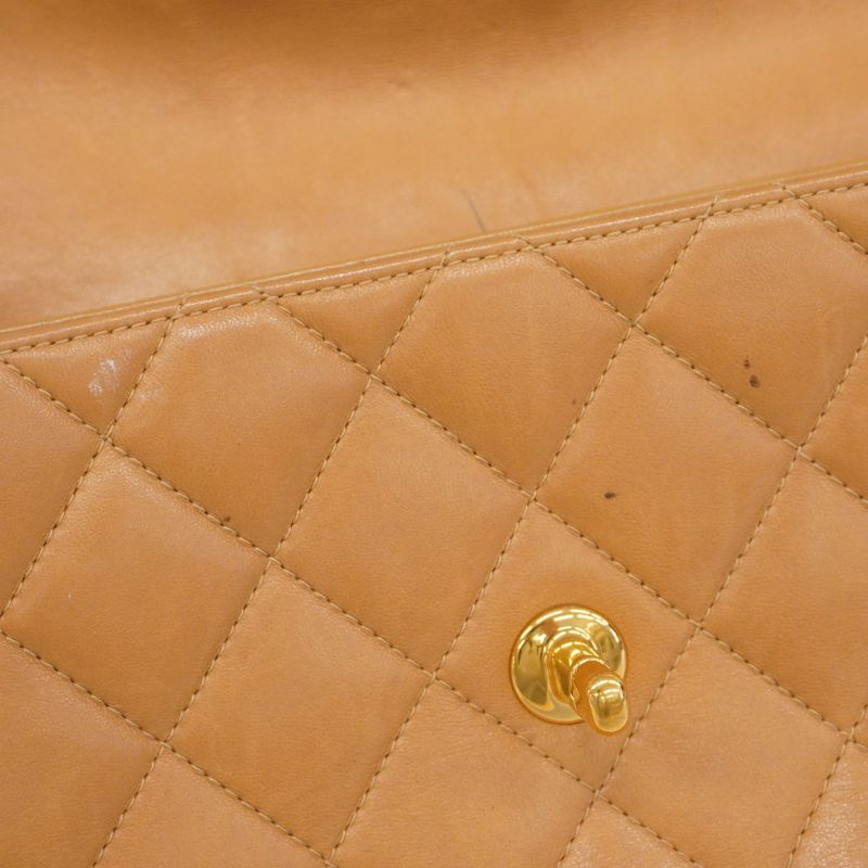 Chanel Shoulder Bag Matelasse Lambskin Beige Gold Hardware Women