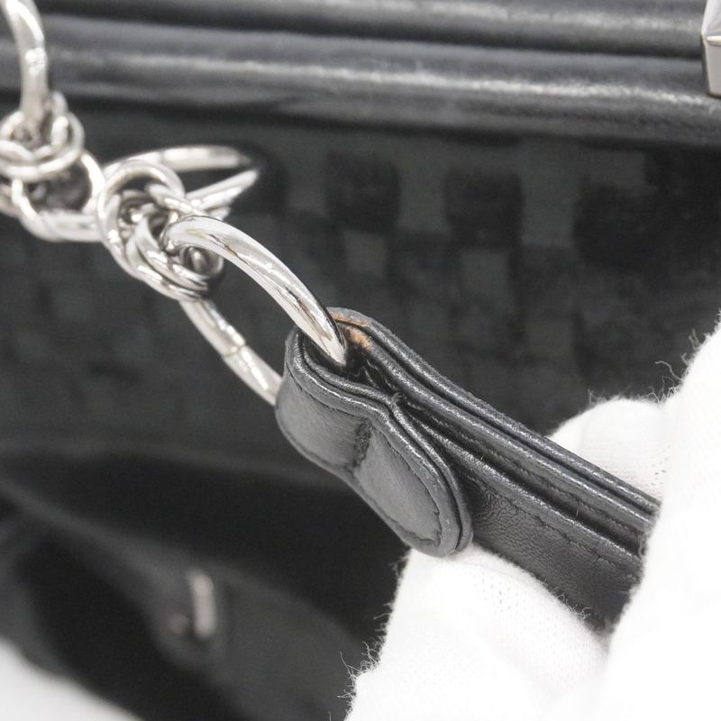 Chanel Handbag Velour Black Silver Hardware Women