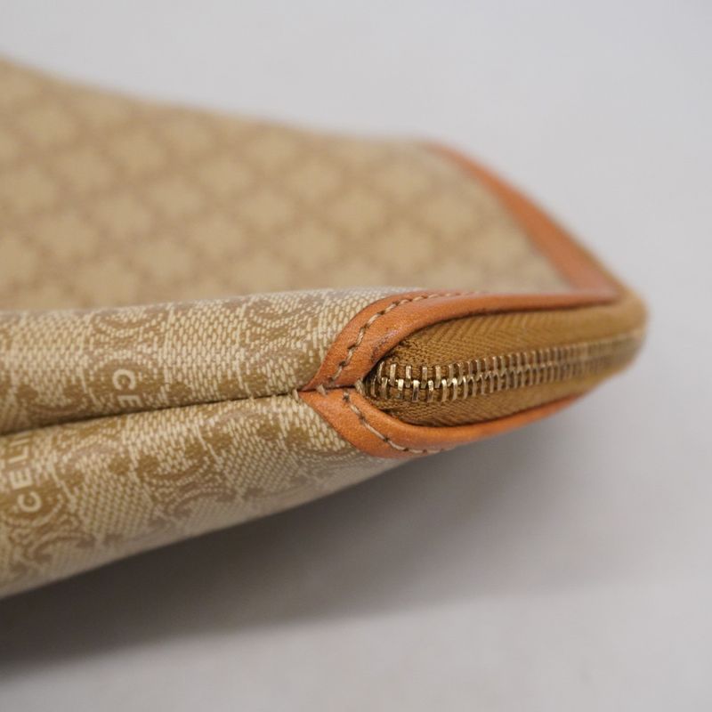 Celine Pouch Macadam PVC Beige Gold Hardware Women