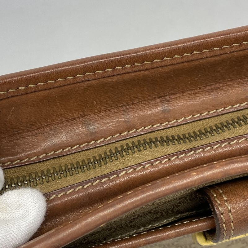 Celine Shoulder Bag Macadam PVC Beige Gold Hardware Women