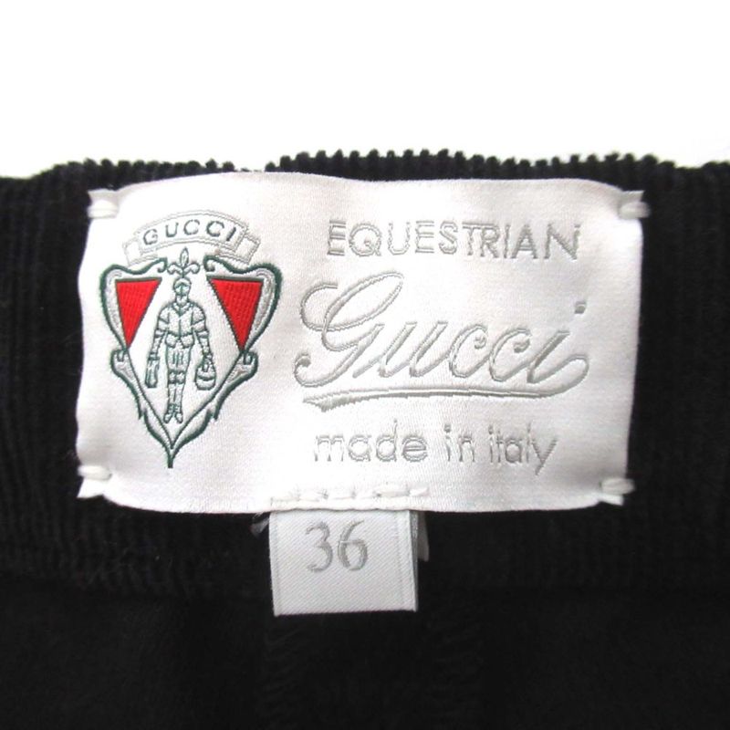 Gucci Leather Patches Stretch Jockey Pants Corduroy Pants 386901 Size 36 Black