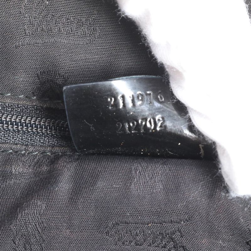 Gucci GG Canvas 211976 Leather Tote Bag Shoulder Hand Genuine Leather Black